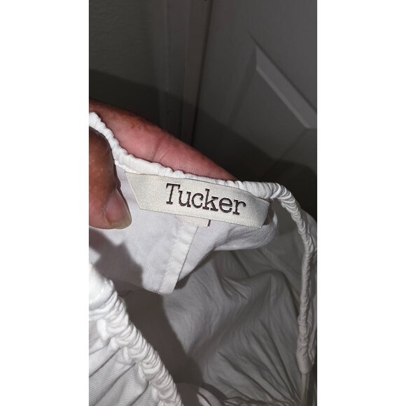 Tucker 100% Silk Ivory Spaghetti Strap Maxi Dress Adjustable Waist Tie Size L - Picture 6 of 9